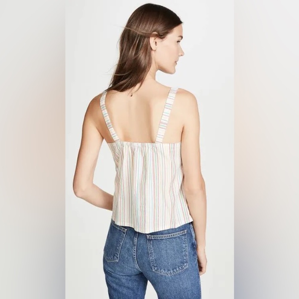 Madewell Cotton Cami w/ Textured Rainbow Stripes Button Front Blouse Size XS - Picture 2 of 11